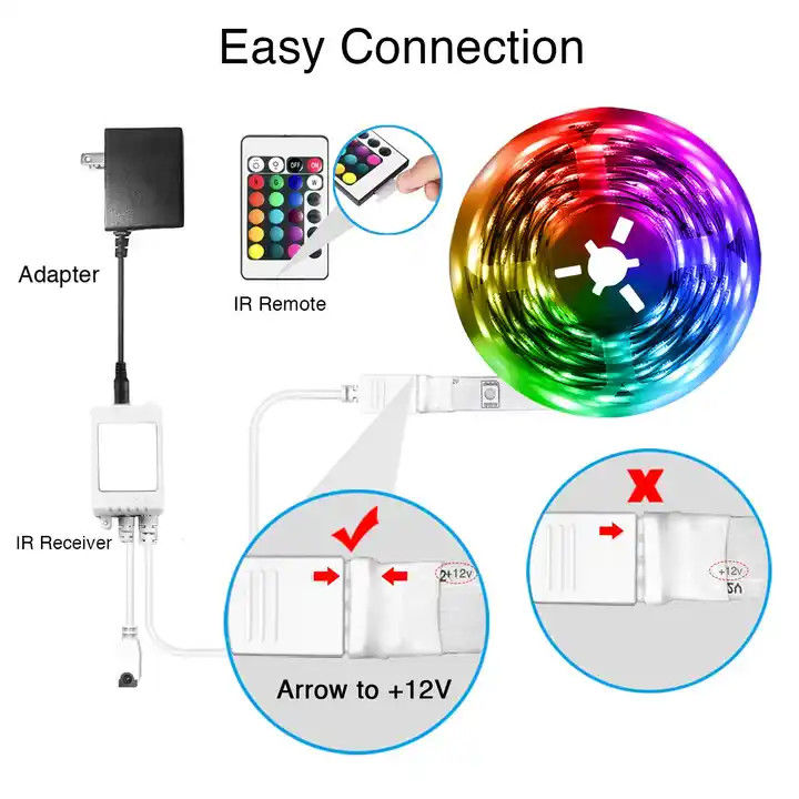 5M 12V 5050 주소형 RGB LED SMD 음악 색상 변경 원격 앱 제어 유연 스마트