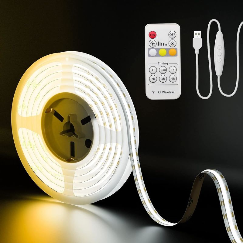 COB LED 스트립 라이트 CCT 튜닝 가능 560LED CRI90 2m 디밍 가능 2700K-6500K 24V LED 테이프 라이트 키트