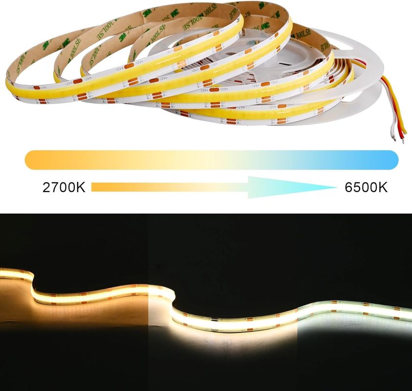 560LED COB LED 스트립 90 CRI CCT 플렉서블 COB 3M 어댑터와 미니 RF 컨트롤러