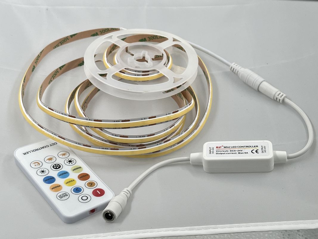 90 CRI COB 560leds CCT 디밍 가능한 LED 스트립 8mm PCB 에너지 절약을 위한 유럽에서 환경 친화적인 조명