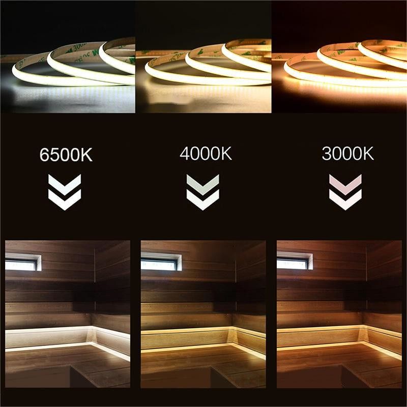 300LEDs Dampproof 커스터마이징 가능한 90Ra 비전압 COB LED 스트립 4cm 절단 길이 가정 조명
