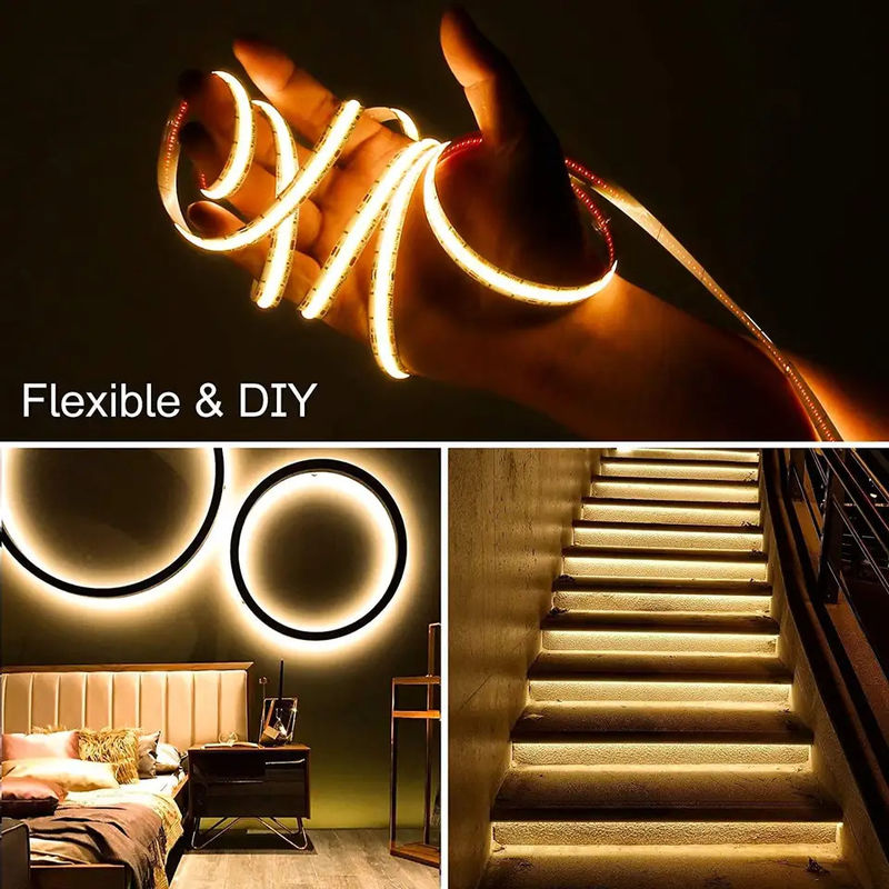 300LEDs Dampproof 커스터마이징 가능한 90Ra 비전압 COB LED 스트립 4cm 절단 길이 가정 조명