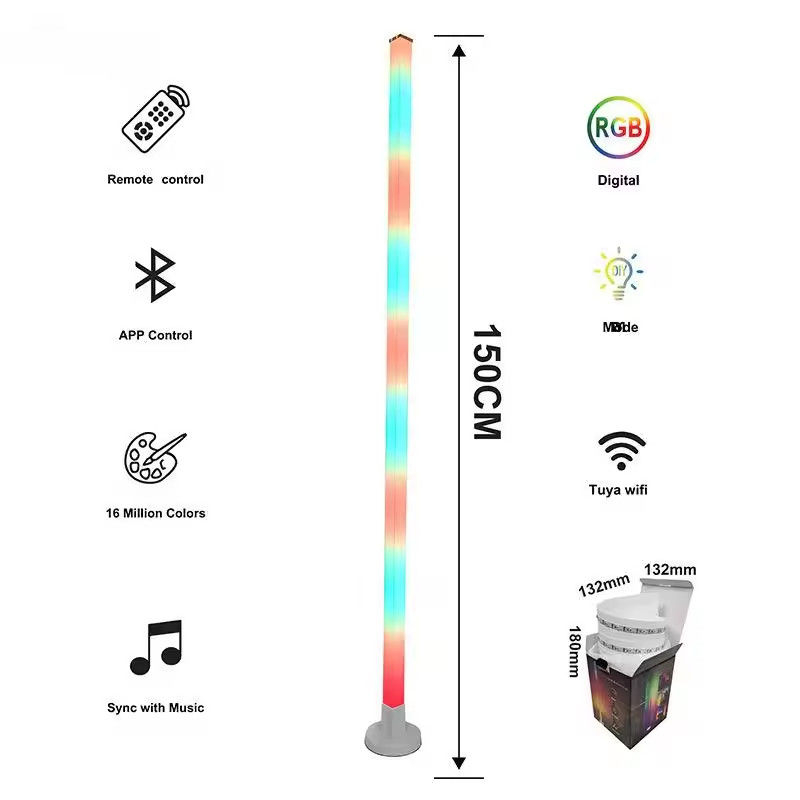 USB 사운드 활성화 LED RGB 코너 바닥 램프 사무실 게임실 WIFI / IR 원격 제어