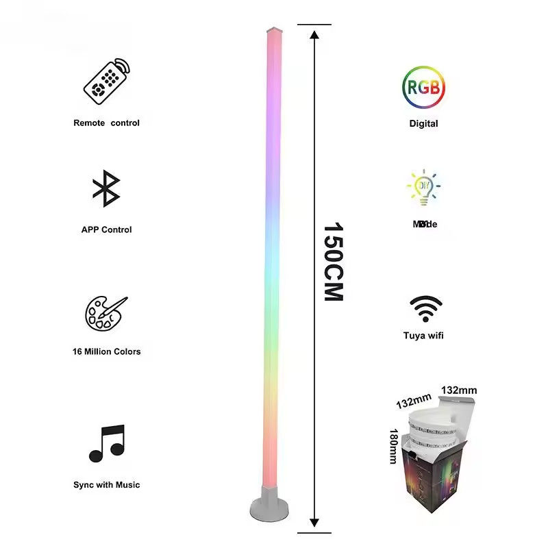 USB 사운드 활성화 LED RGB 코너 바닥 램프 사무실 게임실 WIFI / IR 원격 제어