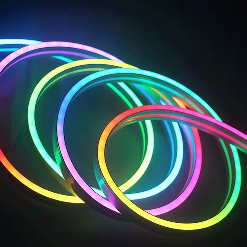 DIY 디자인 색상 변경 RGBIC 24V 실리콘 튜브 네온 LED 스트립 라이트 네온 로프 게임실 유럽