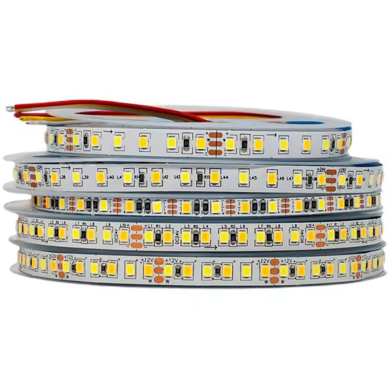 공장 판매 2색 CCT LED 스트립 라이트 24v 색상 온도 조절 120led 12v 라이트 2835 LED 스트립 장식