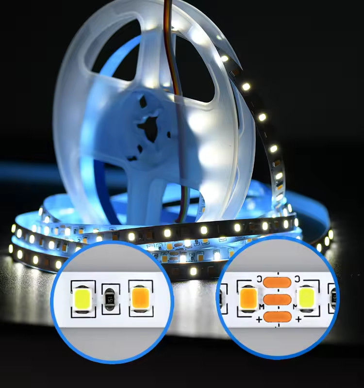 공장 판매 2색 CCT LED 스트립 라이트 24v 색상 온도 조절 120led 12v 라이트 2835 LED 스트립 장식