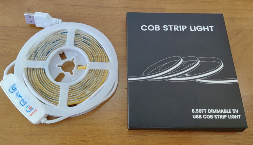 새로운 모델 DC5V COB LED 스트립 라이트 2M 300LEDs/m CRI90 USB LED 테이프 라이트 박스