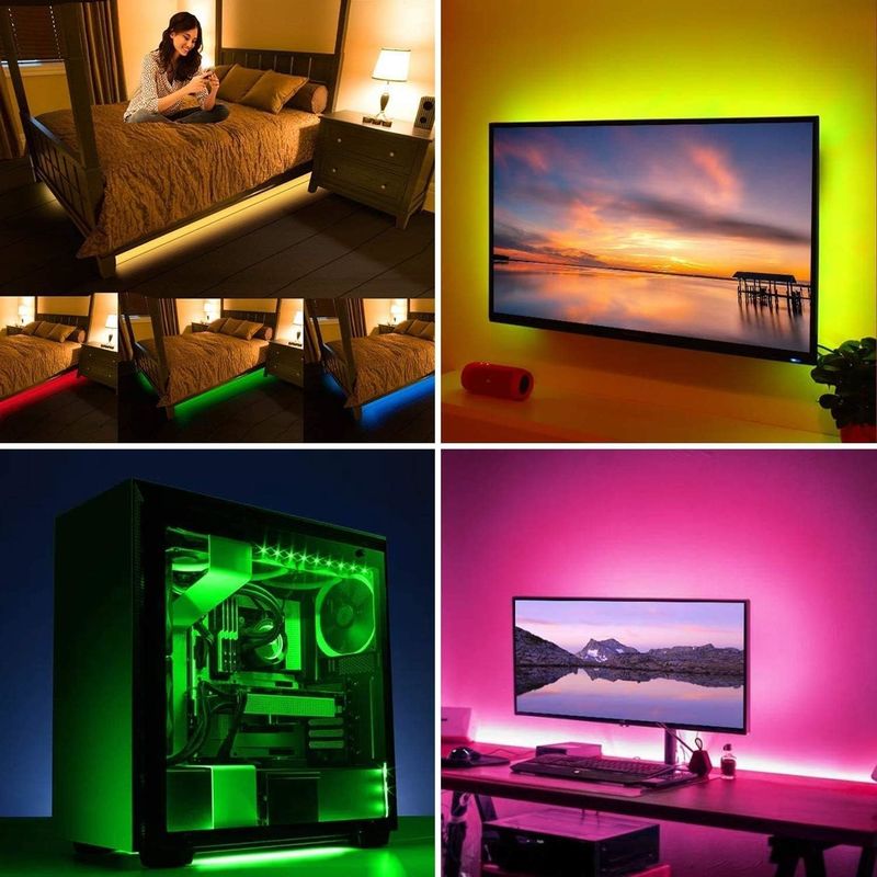 120도 빔 앵글 RGB LED 스트립 5M SMD5050 24 키 IR 컨트롤러 디머블 스트립