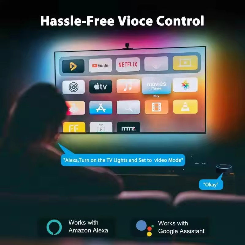 가정 장식 3.8M 5M USB IP20 TV LED 백라이트 음악 와이파이 TUYA 스마트 홈 APP 제어