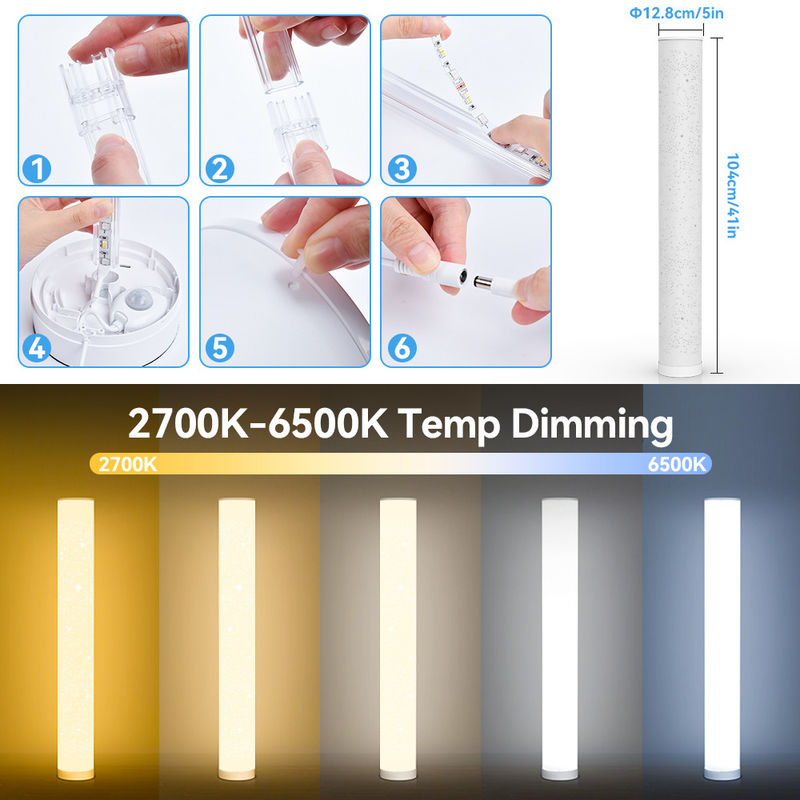 침실 장식용 환경 조명용 RGB 다채로운 리모컨 LED 바닥 램프 1.5m