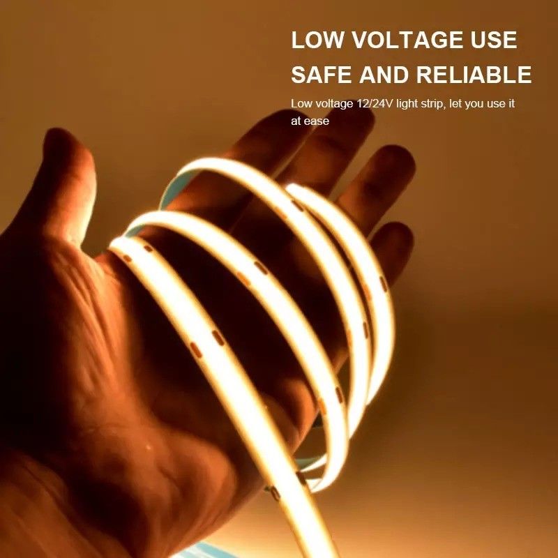12V 24V 방수성 IP65 IP67 IP68 CRI90 디밍 가능 5M 유연성 COB LED 스트립 실내외용