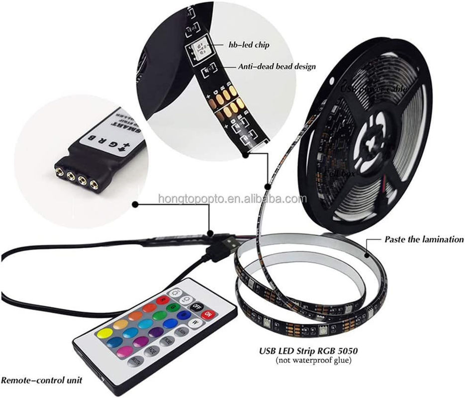 장식용 스마트 LED 스트립 12V 5V USB 제어 음악 동기화 및 RGB 색상 온도