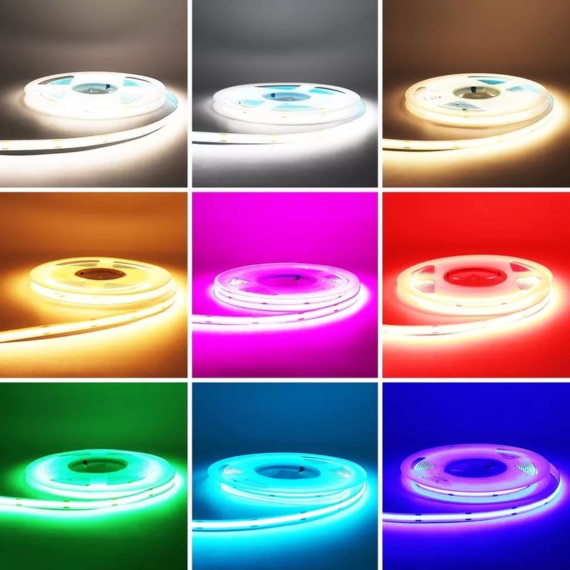 유연한 Cob LED 스트립 따뜻한 흰색 파란색 색상과 90lm / w 램프 빛 효율