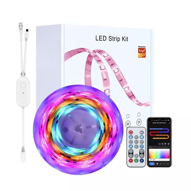 홈 바 LED 라이트 스트립 정원 디자인 지원 디머 12V 32ft 스마트 5050 RGB 1670