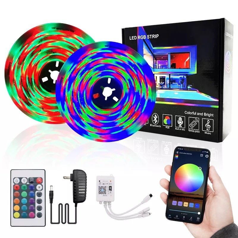 홈 바 LED 라이트 스트립 정원 디자인 지원 디머 12V 32ft 스마트 5050 RGB 1670