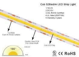 120도 빔 앵글 COB 320 LED 24V 8mm 10mm LED 스트립 라이트 정원 장식