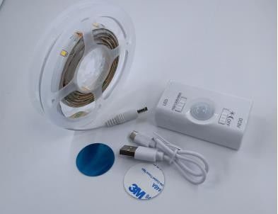 SMD2835 LED 스트립 라이트 모션 센서 1m 길이 USB 재충전 가능한 낮 및 밤 모드