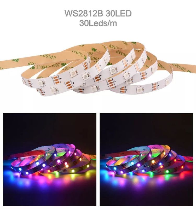 방수 12V ws2812 ws2811 LED 스트립 60LEDs 마법 색상 RGB 장식 CRI Ra 80