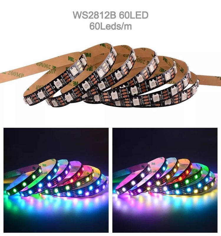 방수 12V ws2812 ws2811 LED 스트립 60LEDs 마법 색상 RGB 장식 CRI Ra 80