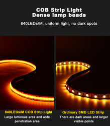 LED 테이프 5m/lot Smd 320 384 840 leds/m 방수 유연한 Cob LED 스트립 Dc 24v Ra90 RGBCCT 3000k 4000k 6000k
