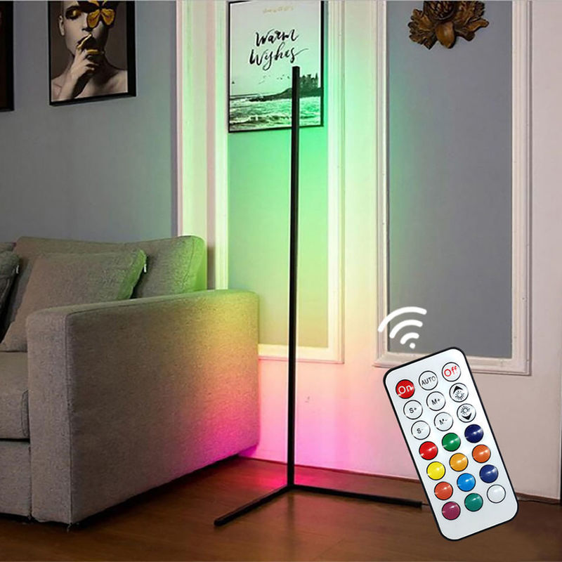 홈 호텔 조명 RGB 색상 변경 및 금속 유리 그림자와 장식 바닥 램프