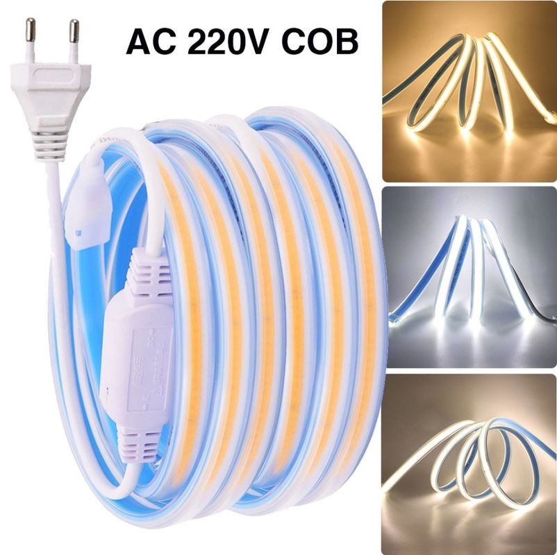 280LEDs / 미터 12v 24v 220v Rgbw Cob 라이트 스트립 Cob LED 스트립 길이 50미터 / 롤