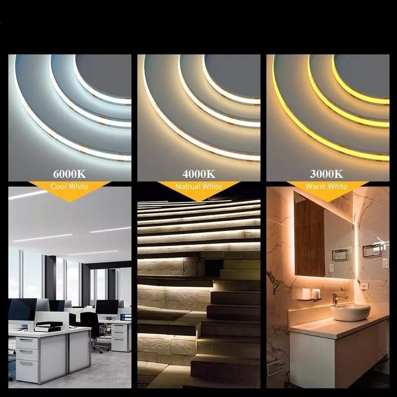280LEDs / 미터 12v 24v 220v Rgbw Cob 라이트 스트립 Cob LED 스트립 길이 50미터 / 롤