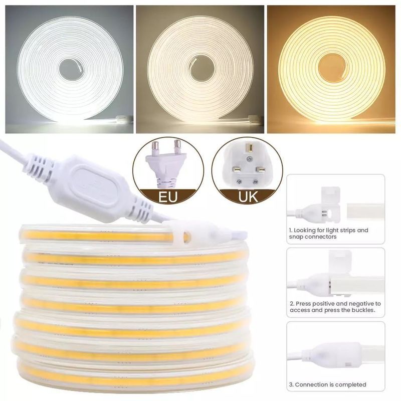 280LEDs / 미터 12v 24v 220v Rgbw Cob 라이트 스트립 Cob LED 스트립 길이 50미터 / 롤