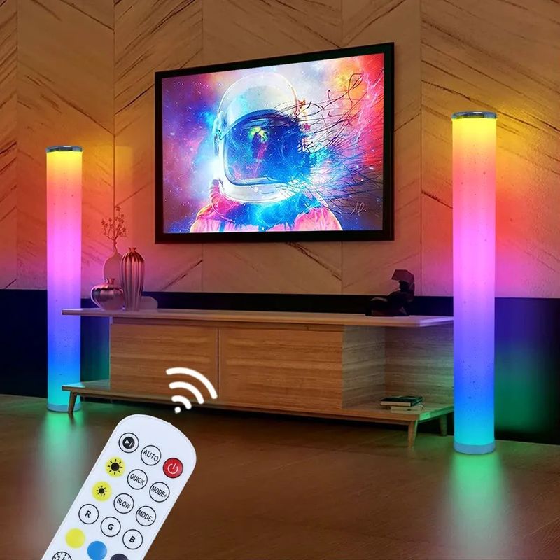2024 현대 실린더 RGB 다채로운 LED 주변 조명 앱 스마트 대기 바닥 램프
