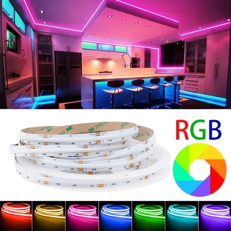 램프 빛 흐름 lm 1000 24V 576 leds / 미터 RGB COB LED 부드러운 빛 스트립 직선 좋은