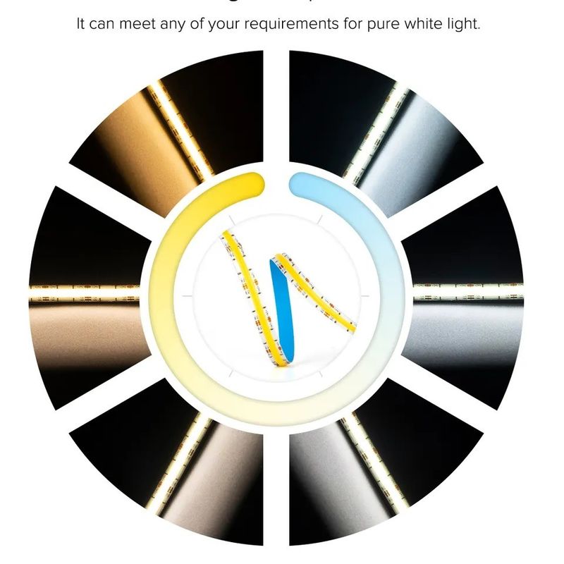 디메이블 COB LED 스트립 12V 24V W WW 2700K 6000K 캐비닛 라이트 5M 16.4ft 길