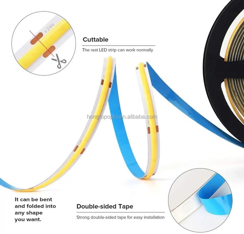 디메이블 COB LED 스트립 12V 24V W WW 2700K 6000K 캐비닛 라이트 5M 16.4ft 길