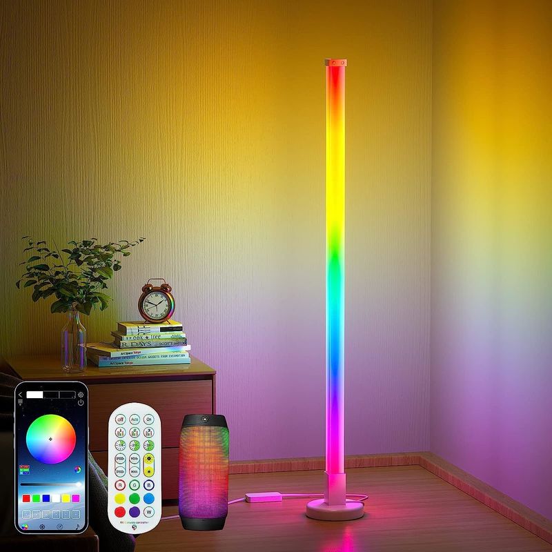 LED RGB 바닥 램프 원격 제어 및 지원 디머와 함께 현대 스탠드 바닥 램프