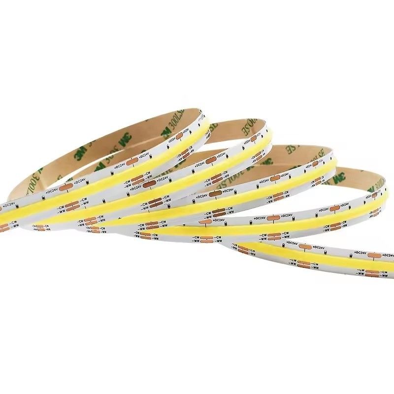 디자인 LED 스트립 라이트 560LEDS COB 12V 24V 디밍 할 수 있는 CCT RA90 컨트롤러 전압 하락 없이
