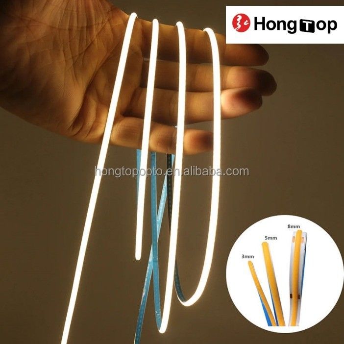 램프 빛 효율 90lm/w 1000lm 초 좁은 COB LED 스트립 라이트 3mm 400LEDs/m