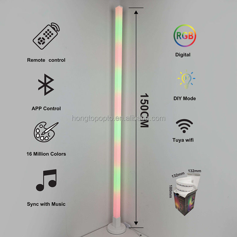 대기 스마트 블루투스 LED 바닥 램프 USB 포트 및 디밍 가능한 스탠드 바닥 램프