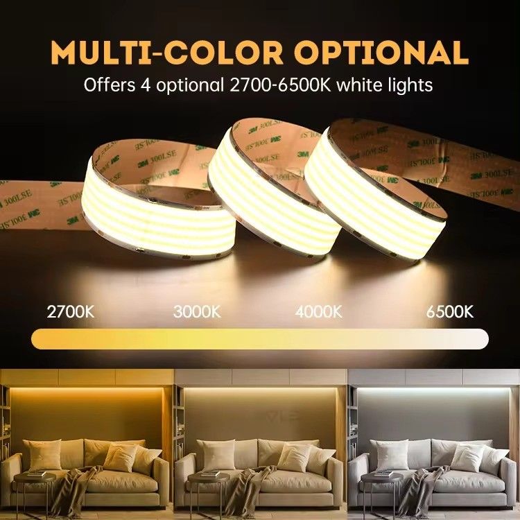 24v 30mm 플렉서블 COB LED 스트립 라이트 슈퍼 와이드 5 줄 1600LED와 CRI Ra 90