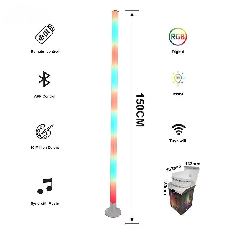 1.5M ASB 스마트 홈 LED 스트립 IR 리모컨과 음악 RGBIC로 바닥 코너 램프