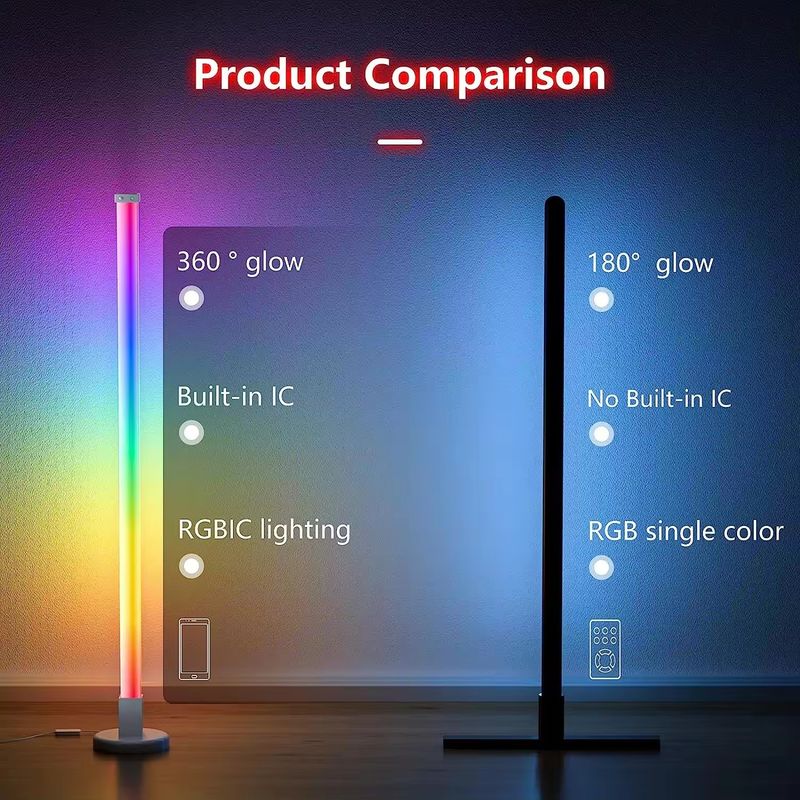 RGBIC 블루투스 투야 와이파이 스마트 앱 LED 바닥 앵커 램프 주방 35*35*1500mm