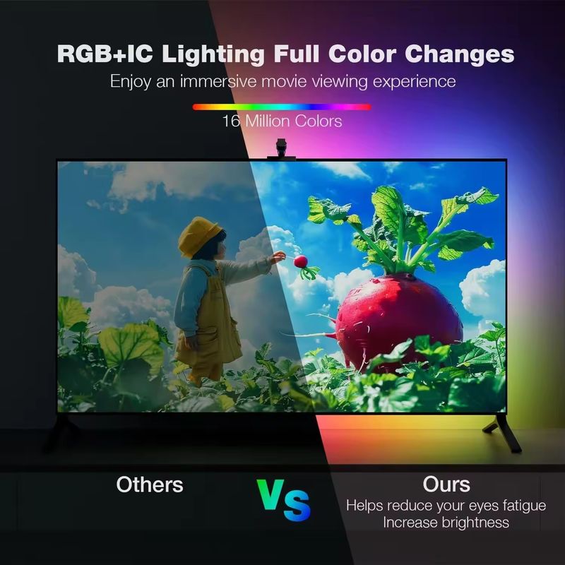 RGB 디코어 바 LED 스마트 TV 백라이트 스트립 라이트 카메라 IP20 3.8m 12V TV