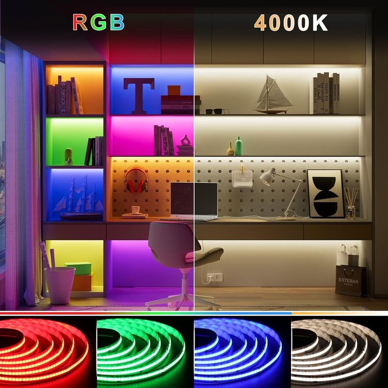 100lm/w 램프 빛 효율 RGBW 784leds 스마트 COB LED 스트립 가정 장식