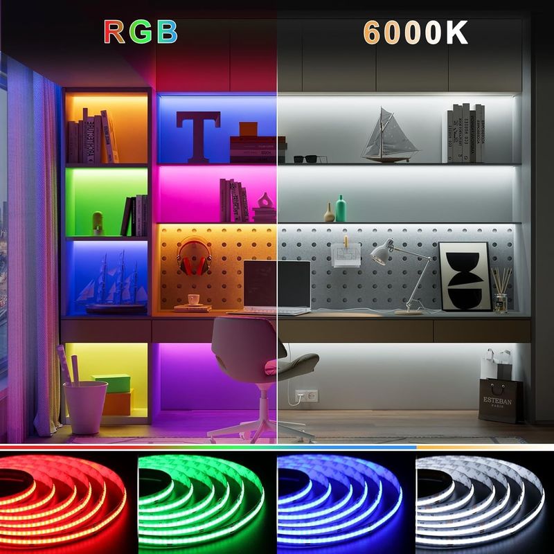 100lm/w 램프 빛 효율 RGBW 784leds 스마트 COB LED 스트립 가정 장식