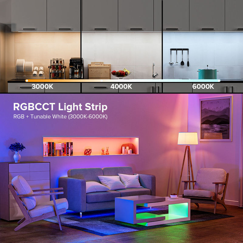 50000 시간 수명 RGBCCT COB LED 스트립 라이트 거실 및 침실 조명