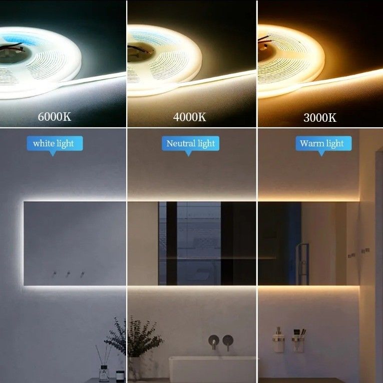 오래 지속되는 COB LED 스트립 라이트 디머 3mm Ultra Slim 400Leds / m 흰색 COB 테이프 50000 시간 이상